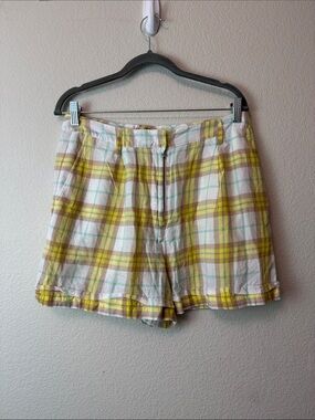 Rag & Bone 100% Cotton Plaid Yellow & White Women's Shorts Size 10